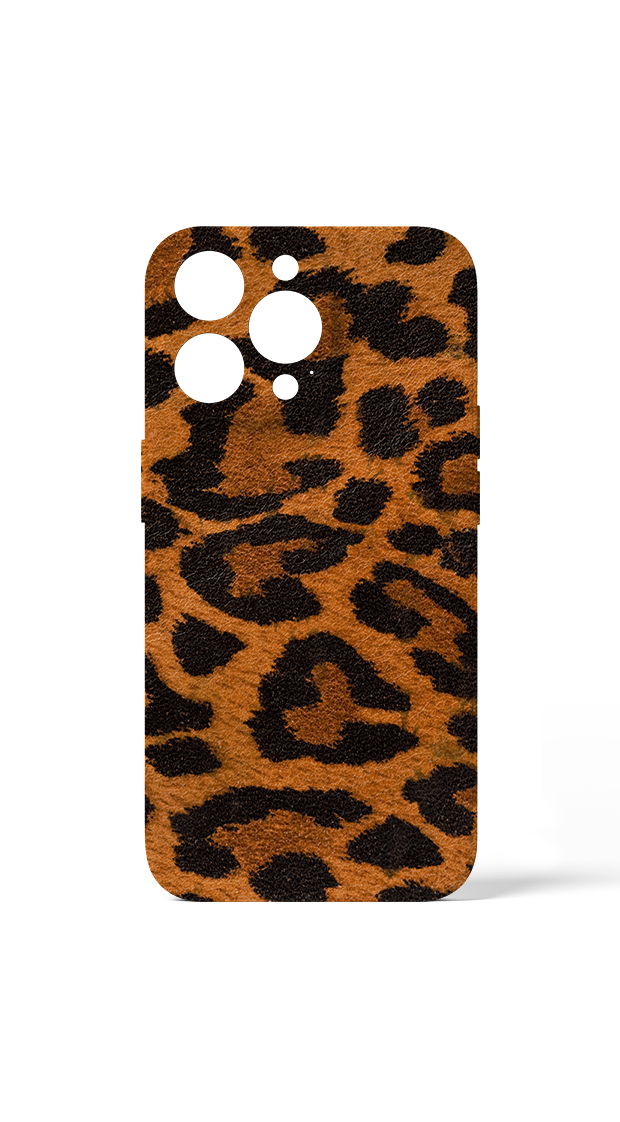 iPhone 15 Plus Orange Leopard Print Case