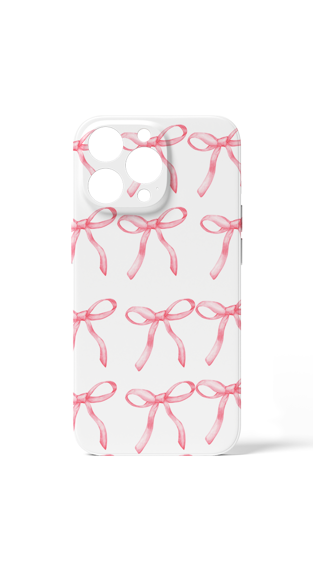 iPhone 15 Pro Pink Ribbons Design Case - White